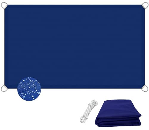 Extra Large 3.5 x 8.5m UV Block Sun Shade Sail Canopy for Outdoor Polyester Awning with D Rings Navy Blue