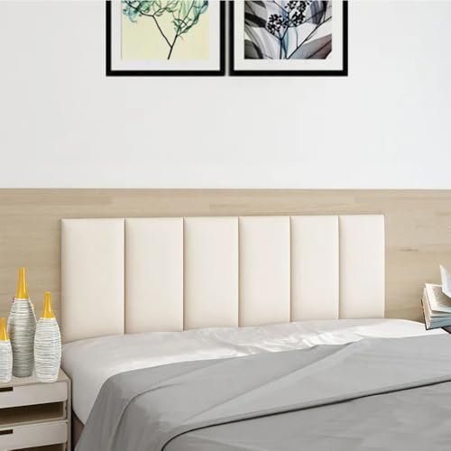 Panneau Mural 3D Anti-Collision Queen et King Size, réutilisable et Amovible, rembourré pour Chambre à Coucher, tête de lit autocollante, Panneaux muraux rembourrés pour lit Double, Blanc, 3