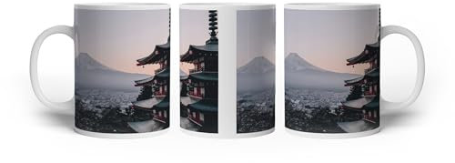 Tazza con motivo Fuji Berg dal Giappone – Tranquillità del gigante 300 ml, in ceramica bianca/tazza da caffè/idea regalo