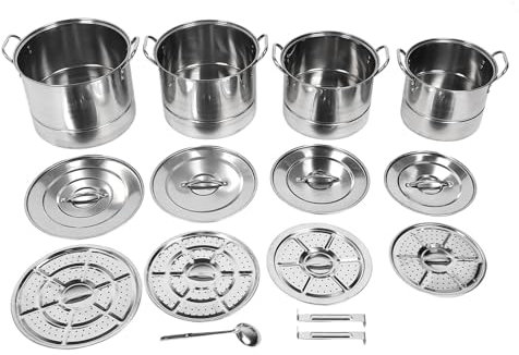 Out Stockpot de acero inoxidable Gran capacidad Versátil Sopa de cocción Sopía con tapa para la cocina en el hogar set 4pcs