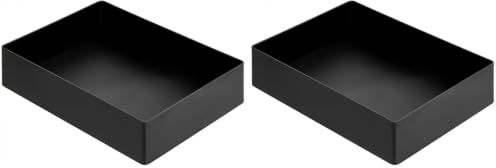 Amazon Basics Rectangular Organizador de plástico, Bandeja para Accesorios, 23.8 x 17 x 5 cm, Negro (Paquete de 2)