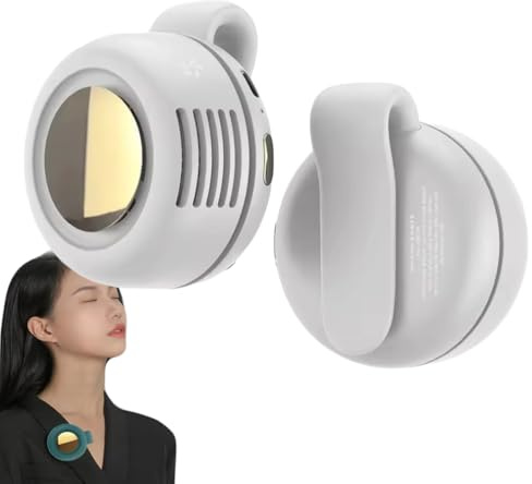 Petit Ventilateur Tourbillon à Pince pour la Taille et le Cou - Mini Portable Silencieux Sans Pales à Clipser, Rechargeable par USB pour Chemise, 3 Vitesses (Blanc)