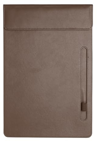 PATIKIL Portapapeles De Cuero PU Tamaño Carta A4 9.5x13.5 Organizador De Oficina Con Soporte Para Bolígrafo Y Carpeta Magnética Estilo Tabla De Escritura 3 Marrón