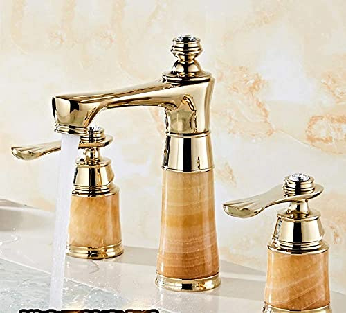 LFCKVX Sapphire Three Piece Faucet Set for Hot and Cold Washbasin with Shower Attachment Green Copper Bathroom Taps