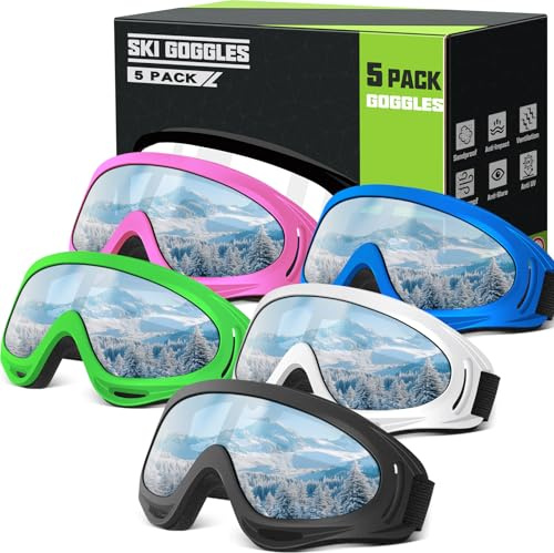 OXG 5 Stück Ski-Snowboard-Brille, Ski-Schneebrille für Herren, Damen, Kinder, Jugendliche, UV-Schutz