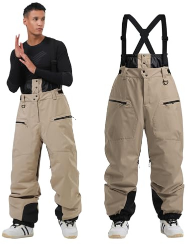 Unisex Skihosen | Damen Herren Schneehose – Gefüttert Warm Wasserdicht, Snowboardhose Mit Hosenträgern, Winter Outdoor Latzhose