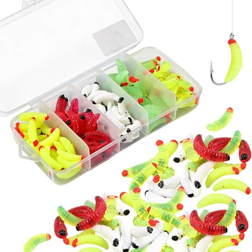 Künstliche Köder Würmer Fisch, Kunststoff Angeln köder Kunststoffwürmer Köder für Forelle Crappie Brot Würmer 2cm