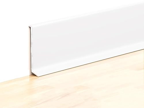4 piezas de molduras de aluminio para zócalos de pared, impermeables, para decoración y reparación, altura 4/6/8 cm, longitud 125 cm, fácil de cortar, color blanco, acabado duradero y elegante