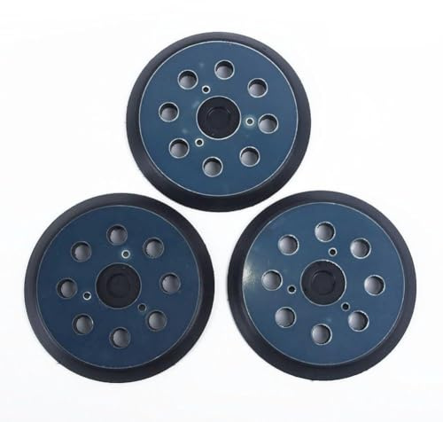 Paquete de 3 almohadillas de lijado de 5 pulgadas para lijadora orbital aleatoria Makita BO5021K BO5010 BO5021, placa de respaldo abrasiva compatible con vacío de 8 agujeros con roscas de montaje