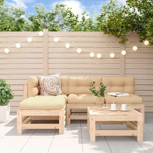 Frdhee Gartengarnitur Loungemöbel,5-TLG. Garten-Lounge-Set Massivholz Kiefer für Balkon,Terrasse & Hinterhof