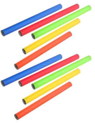 JECOMPRIS Lot de 10 Bâtons de Relais Légers en Plastique, Couleurs Éclatantes, Surface Antidérapante pour Compétitions Scolaires et Entraînements D’athlétisme, Accessoire de Course
