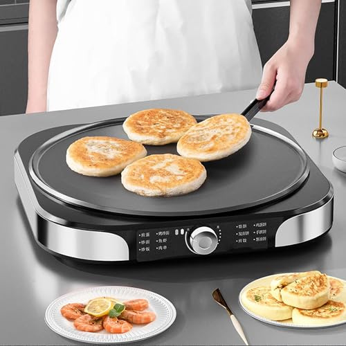 Crêpière électrique de 40 cm avec contrôle de température illimité – Plaque de cuisson antiadhésive 2200 W pour crêpes, chapati, œufs, pizzas et plus encore, pliable pour un rangement facile