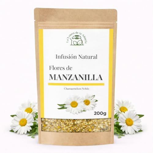 Manzanilla en Flor 200g – Flor Entera para Infusión Natural a Granel – Infusión Digestiva y Relajante Suave y Aromática – La Tetera de la Abuela