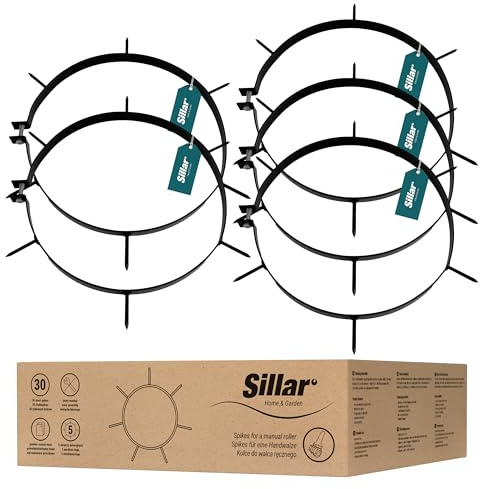 Sillar Anneaux Aérateurs pour Rouleau à Gazon, 32 cm, Lot de 5 Anneaux avec 30 Pointes en Acier, Accessoire pour Rouleau de Jardin, Outil pour Aérer et Régénérer la Pelouse