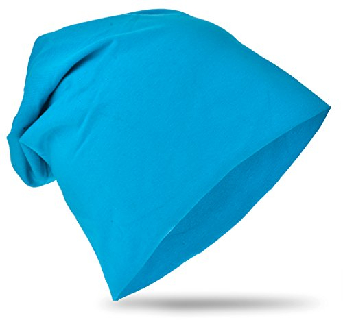Baby Kinder Jersey Slouch Beanie Long Mütze Unisex Unifarbe Baumwolle Trend ,Farbe Lichtblau; Größe 48-53cm
