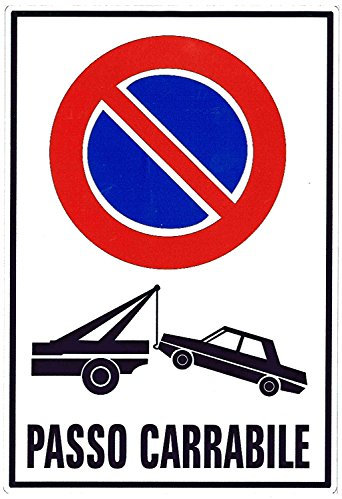 CARTELLONISTICA ADESIVA DIVIETO DI SOSTA - PASSO CARRABILE (DIM. 15x22 CM)