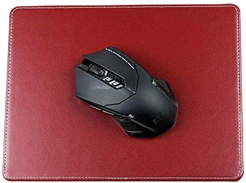 DELMON VARONE - Personalisierbares Mauspad aus Cambridge Top Grain Leder rot, Echtleder Mousepad mit rutschfester Rückseite aus Vlies, Elegante Computer Maus Unterlage für Büro und Gaming