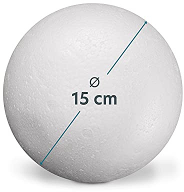 ZADAWERK® Styroporkugel - Voll - Ø 15 cm - 3 Stück - kreativ DIY Set zum Basteln - Styroporball - Rohling - Filzen - Découpage - Paillettentechnik