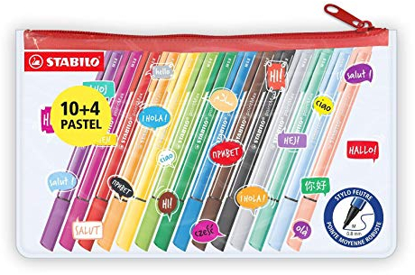 STABILO - Mäppchen mit Filzschreibern - pointMax - Stifte im Mäppchen - 14 Farben - inkl. 4 Pastelfarben