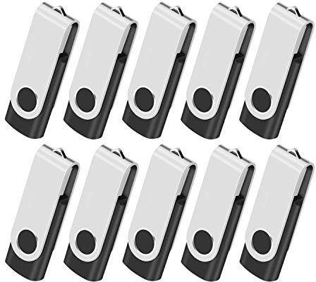 Clé USB 8Go Lot de 10 Clef USB 2.0 Mémoire Stick Lecteur USB Flash Drive Stockage Rotation Disque Pendrive pour Ordinateur Portable/PC/Voiture (Noir)