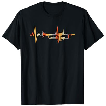 Vintage Trompete Herzschlag Schlagmusik EKG Musikinstrument T-Shirt