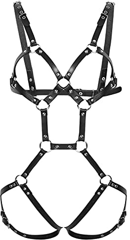 Choomomo Chest Harness in Pelle da Donna Body Wetlook Senza Cavallo Corsetto Biancheria Intima Sexy Hot Cintura Lingerie Pettorale Tracolla Corpo Imbracatura Clubwear Nero Taglia Unica