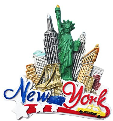 Kühlschrankmagnet, Motiv: New York, USA, 3D-Sehenmark, Kunstharz, Souvenir, handgefertigt, Heim- und Küchendekoration, New York, Kühlschrankmagnet, Sammlung, Geschenk