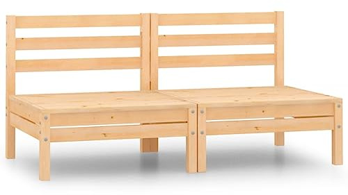 vidaXL Sofá de Jardín 2 Plazas Mobiliario Muebles Exterior Patio Terraza Hogar Silla Asiento Suave Robusto Estable Madera Maciza Pino