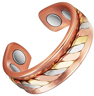 EnerCoppeX 3500 Gauss magnetischer Arthritis-Kupferring, 99.99 reiner Kupfer-Magnettherapie-Gesundheitsschmuck, 4-Magnete lindern effektiv Gelenkschmerzen und verbessern die Durchblutung