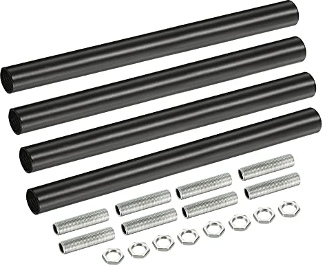 sourcing map 4 Set Verlängerungsstangensatz M10 5,91 Überwurfmutter mit Gewinderohr Schwarz