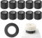 50 anillas negras para cortinas de 40 mm, silenciadores, anillos romanos de cortina con ojales de plástico para cortina con herramienta perforadora