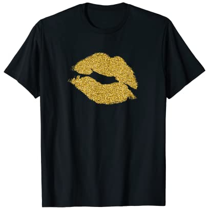 Hot Gold Lips Lippenstift Kiss 80er Jahre Kostüm Retro Party T-Shirt T-Shirt