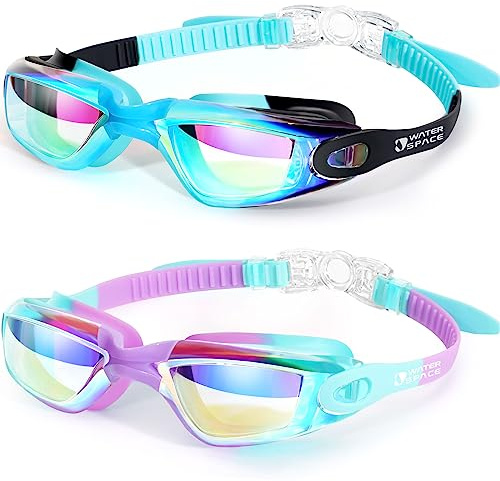 Water Space Schwimmbrillen für Kinder von 6-14 Jahren, 2er Pack Schwimmbrillen für Kinder von 3-6 Jahren, Kleinkind Jugendliche Mädchen Jungen Schwimmbrillen
