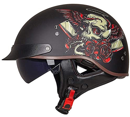 Retro Motorcycle Half Helmet, Bike Cruiser Chopper Moped Scooter ATV, ECE Approved Vintage Motorbike Open-Face Helmet For Adult Men And Women