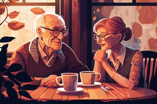 adrium Acryl-Bild 120 x 80 cm: Ältere Menschen sitzen an einem Cafétisch und trinken gemeinsam Tee oder Kaffee. (201362893)