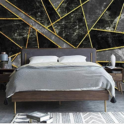 Style Européen 3D Géométrie Abstraite En Or Noir Photo Peintures Murales Papier Peint Salon Hôtel Luxe Fond Peinture Murale Décor Peler Et Coller Affiches Murales Au 400 (largeur) x 280 (hauteur) cm