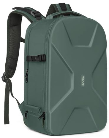 MOSISO kameraryggsäck, DSLR/SLR/spegelfri kameraväska 15-16 tum vattentätt hårt skal med stativhållare och laptopfack kompatibel med Canon/Nikon/Sony, Smaragdgrönt, L