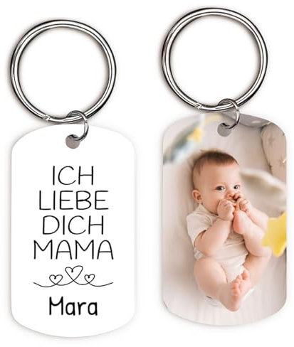 Love Faith Meine Mama Schlüsselanhänger mit Gravur und Foto-Druck - Personalisiertes Fotogeschenk - Geschenk für Mütter