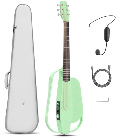Enya NEXG SE Elektrische Akustikgitarre aus Kohlefaser 38'' mit Headset | Professionelle Smarte gitarre für Erwachsene Anfänger Reisegitarre Konzert Party Gift(Grün)