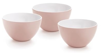 Qdesign - Juego de 3 cuencos de melamina (12,5 cm) - Cuencos de material neutro y saludable - Tarros de cocina apilables - Ideal para guarniciones y postres - Rosa viejo