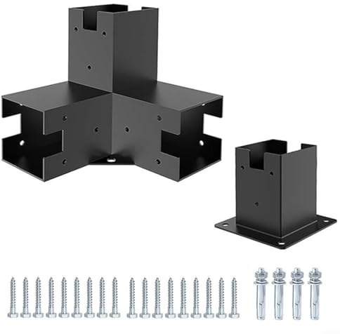 EpheyFIF Kit de supports de pergola modulaire à 3 voies, kit de support en bois surélevé à monter soi-même, kit de pergola modulaire (base + 3T)
