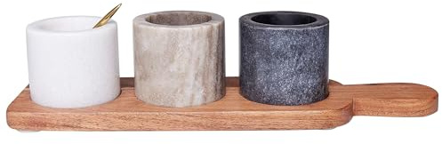 Service de 3 Bols Moderne en Bois d'Acacia et Acier Inoxydable avec Cuillères à Café Multicolore Patras
