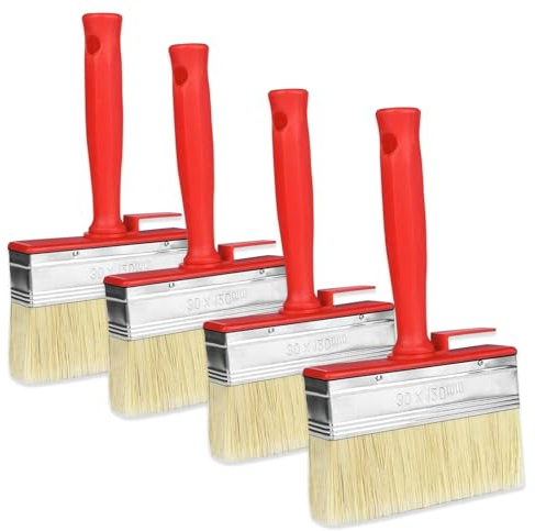 4 Stück Flächenstreicher, Wandpinsel 120mmx30mm, Lasurpinsel, tapezierbürste, FüR LöSemittelhaltige Lacke Und Lasuren, Bemalen Von WäNden, Holz, Metall