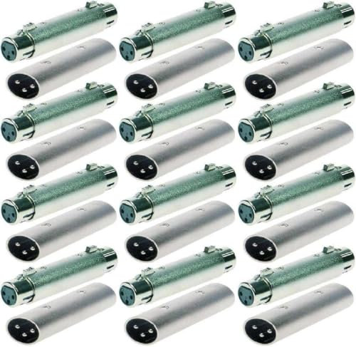 Adam Hall 12 Sets Connectors Ganzmetall Adapter Verbinder Konverter - XLR 3 pol Female Kupplung auf XLR 3 pol Female Kupplung Buchse + XLR Stecker auf XLR Stecker