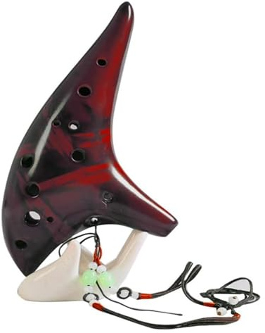 Okarinas Okarina aus Keramik, 12 Löcher, Anfängerinstrument, Okarina, Musikinstrument, Flöte, Alto, geräucherte Okarina, Geschenke (Farbe: C) Geschenk(Red)