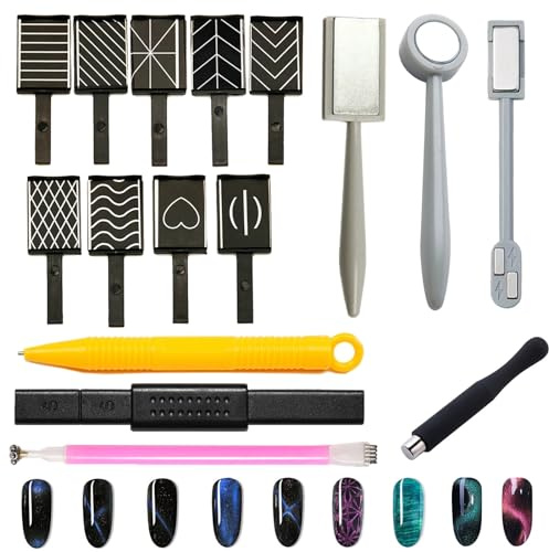 Zasjon 16 Stück Nail Art Werkzeug Magnetstift DIY Magic 3D Magnet Stick, Verwendung mit Cat Eye UV Gel Pulver oder Nagellack, Nail Magnet Tool Nagel Magnet Stick Tool Set,für Profis und Anfänger