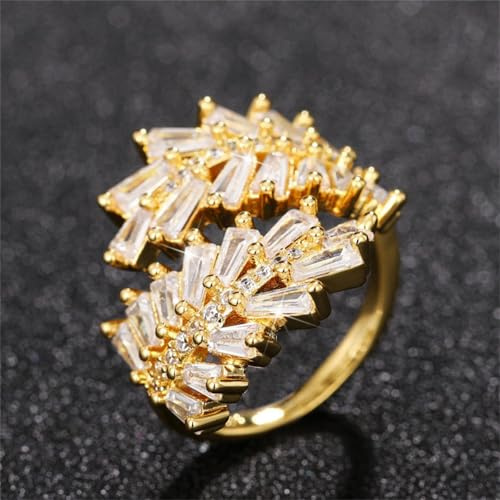 GleaMora Blattgold verstellbar für Frauen personalisiert Licht Luxus Ring Jubiläum Schmuck Geschenk Elegant Trendy Einzigartige Ringe Geschenk