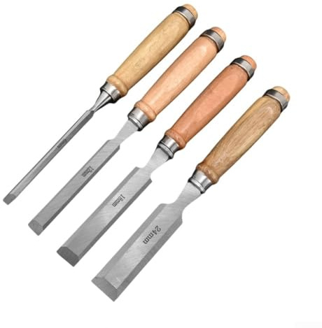 HOHOVYVY 4 STÜCK Stechbeitel Set Für Holz,Holzmeißel-Set Rund Gebogen Hohl Karbonstahl Halbrunde Kante 6–24 mm