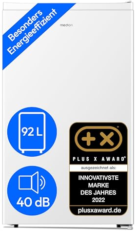 MEDION Kühlschrank (92 Liter, 84.5cm Höhe, 3 x Glasböden, 1 x transparente Gemüseschublade, Türanschlag wechselbar, höhenverstellbare Füße, MD37767) weiß