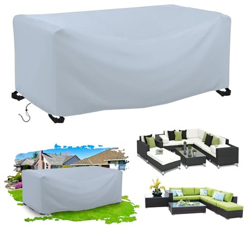 ZYXYMY Garden Furniture Covers - Waterproof Rectangular Patio Set Covers, Anti-UV, Tear Resistant 420D Oxford Fabric, Grey, 200x80x75cm